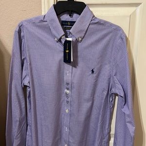 Ralph Lauren Men’s dress shirt, slim-fit, purple/white